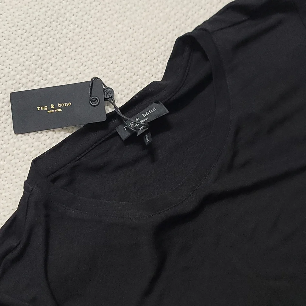 ~NWT~ Rag & Bone dress‎ Holly Drape Ruched Minidress Black Size X-Large - Picture 12 of 16